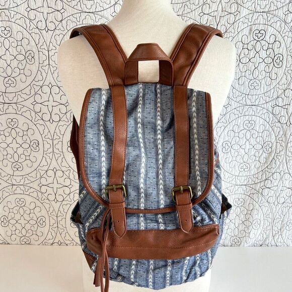 Madden‎ Girl Backpack  Denim Chambray Vegan Leather - Picture 13 of 13